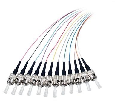 Faserpigtail ST 50/125µ OM3, 12-farbiger Satz, 2m 