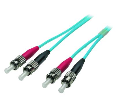 Duplex Patchkabel ST-ST 50/125µ, OM3, LSZH,aqua, 3.0mm, 3m 