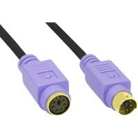 PS/2 Verlängerung, Stecker / Buchse, PC99, Kabel schwarz, Stecker violett, Kontakte gold, 2m 