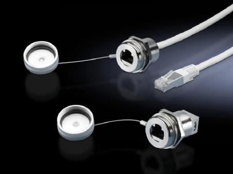 Schnittstellen-Verlängerung mit Wandanschluss, RJ 45-Einbaumodul, Buchse/Buchse 