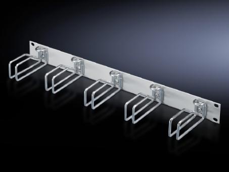 Rangierpanel, RAL 7035, 2HE mit 5 Kabelführungsbügeln (Stahl) 