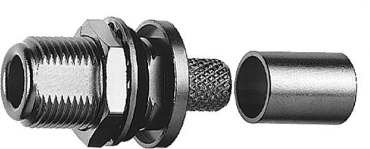 N-Kabeleinbaubuchse Cr/Cr, 50 Ohm 