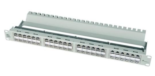 19" Durchf.-Panel 1HE, 7035 grau 