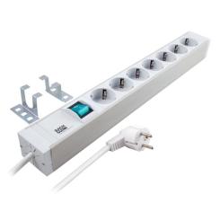 19" Steckdosenleiste 8-fach 1,2 HE  PVC grau 