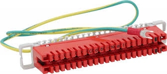 LSA-Erddrahtleiste 2/38  Für Montagewanne/-kanal  Große Rangierdrahtführungen  RAL 3020 (verkehrsrot 