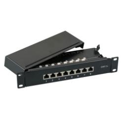 Mini Patchpanel 8xRJ45 Cat.5e, 1HE 10",Wandbefestigung o. Hutschiene,RAL9005 