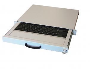 19" 1HE Tastaturschublade inkl. Tastatur DE undTouchpad mit 2 Tasten, Anschluss USB, RAL7035 