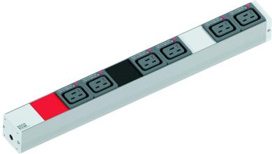 19" 1HE Steckdosenleiste 6 x C19 Lock, 3-phasig,3.0 m H05VV-F 5G 2.5 mm² Stecker CEE 16 A rot 