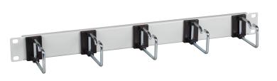 19" 1HE Kabelführungspanel, 5 x Stahlbügel 75 mm,Frontblende RAL9005 