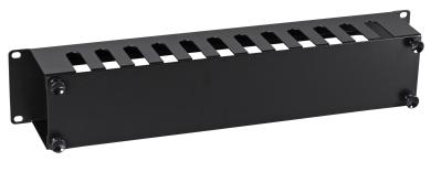 Kabelführung 19", 2HE, RAL9005mit Abdeckung 