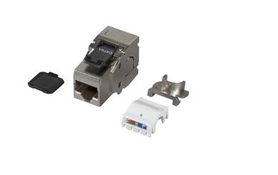 RJ45 Keystone gewinkelt Cat.6A / Class EA , Kabeleinführung links oder rechts 