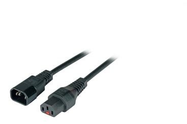 Kaltgeräteverlängerung C13-C14mit IEC Lock, schwarz, Länge 1 m 