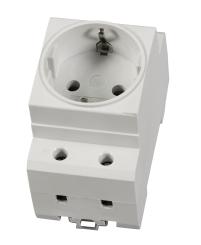 Einbausteckdose 1-fach für Hutschienegrau 