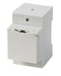 Einbausteckdose 1-fach für Hutschiene, mitDeckel, grau 