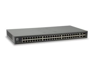 52-Port Fast Ethernet Switch, 48x RJ45 FastEthernet, 2x RJ45 und 2x SFP Gigabit 