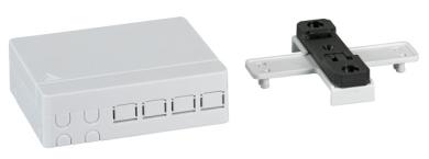 FTTH Indoor Hutschienenbox für 4Fasern, 4Kupplungeund Faserüberlängenaufnahme 