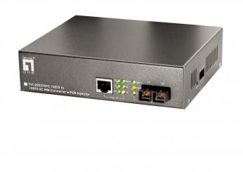 Media Konverter + PoE Injektor10/100TX+PoE / 100FX SC MM 2km 
