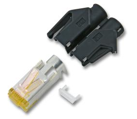 RJ45-Hirose Stecker TM31 schwarz, 1 St., 3 Elemente, Cat.6a 