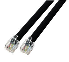 Modularkabel RJ11 (6/4) / RJ11(6/4) 4-fach Flachkabel, 0,2m, schwarz 