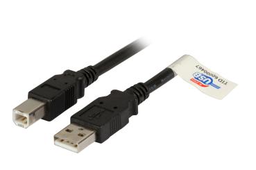 USB2.0 Anschlusskabel A-B, St.-St.,1,8m, schwarz, Premium 