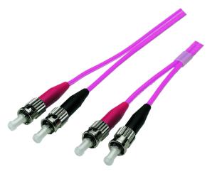 Duplex Patchkabel ST-ST 50/125µ, OM4, LSZH,erika violett, 3.0mm, 1m 