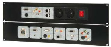 19" Modulträger für 7 x Doppel oder 14 x Halbblenden 7444-xxx (50x50 mm), 1HE, 