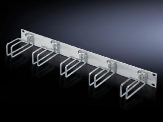 Rangierpanel, RAL 7035, 1HE, vormontiert, mit 5 Kabelführungsbügeln (Stahl) 