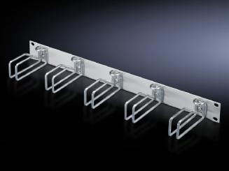 Rangierpanel, RAL 7035, 2HE mit 5 Kabelführungsbügeln (Stahl) 