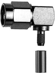 R-SMA Kabelwinkelstecker, löt/cr, 50 Ohm 
