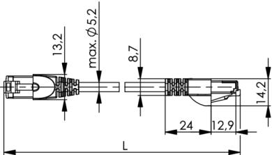 Mini patch cord S/FTP Cat.6A, 1,0m 